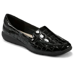 Best Easy Spirit Abide Croco Print Casual Flats BlackCrocoPatent