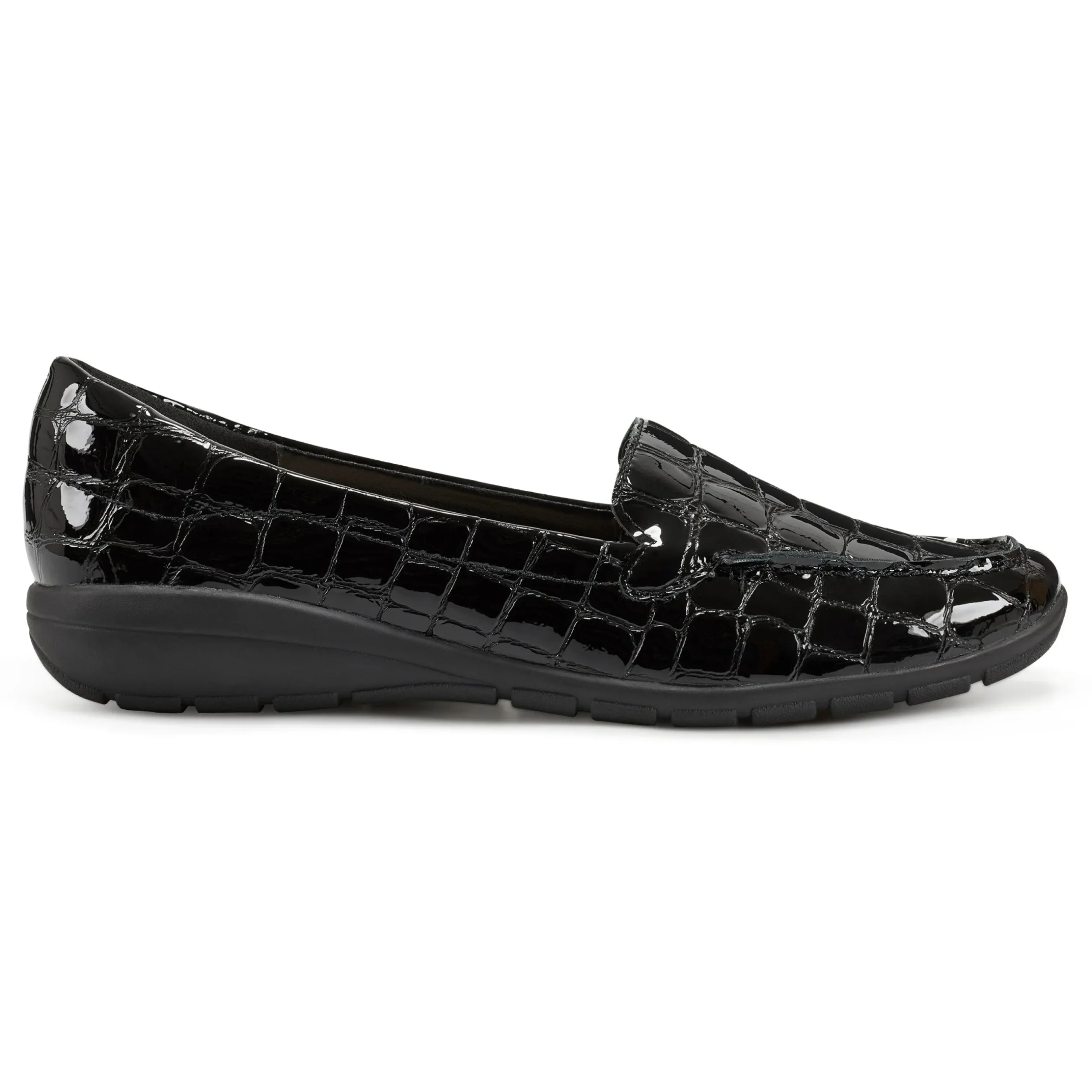 Best Easy Spirit Abide Croco Print Casual Flats BlackCrocoPatent