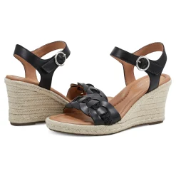 Best Easy Spirit Aisha Espadrille Wedge Sandals Black