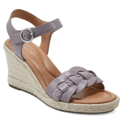 New Easy Spirit Aisha Espadrille Wedge Sandals SmokeyLavender