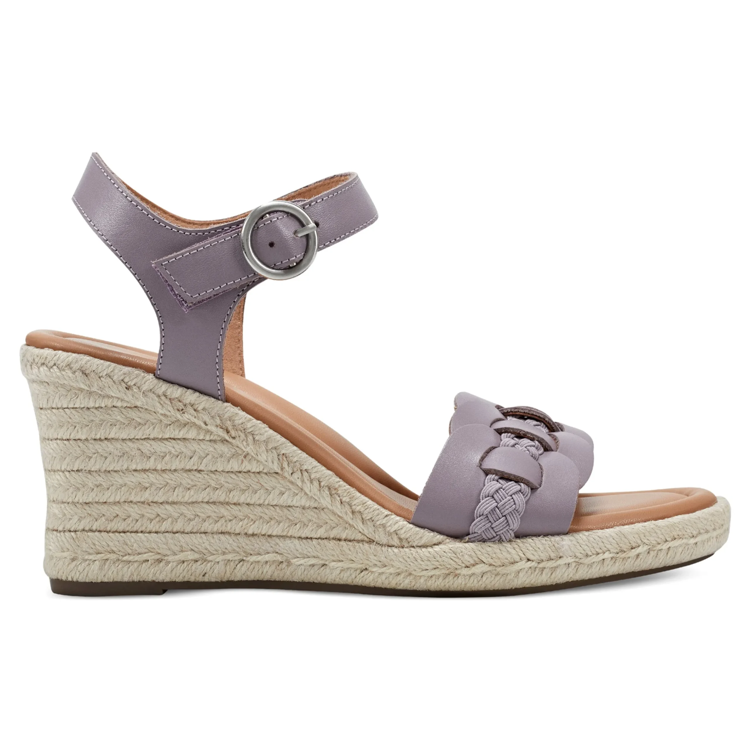 New Easy Spirit Aisha Espadrille Wedge Sandals SmokeyLavender