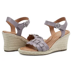New Easy Spirit Aisha Espadrille Wedge Sandals SmokeyLavender