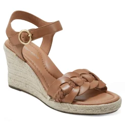 Easy Spirit Aisha Espadrille Wedge Sandals AlmondBrown