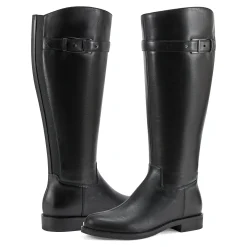 Sale Easy Spirit Aubrey Wide Calf Casual Boots BlackLeather