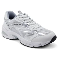 Discount Easy Spirit Barbeau Lace-Up Walking Shoes White/Silver