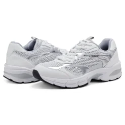 Discount Easy Spirit Barbeau Lace-Up Walking Shoes White/Silver