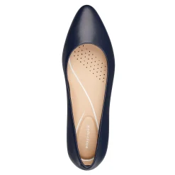 Discount Easy Spirit Caldise Leather Low Heel Dress Shoes NavyLeather