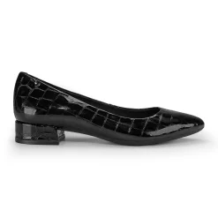 Clearance Easy Spirit Caldise Low Heel Dress Shoes BlackCrocoPatent