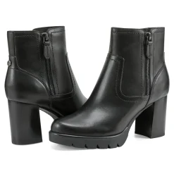 New Easy Spirit Camber Lug Sole Dress Booties BlackLeather