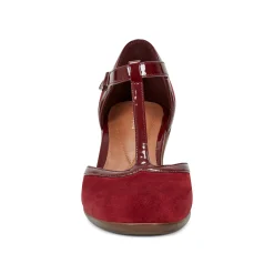 New Easy Spirit Cara T-Strap Heels RedSuede