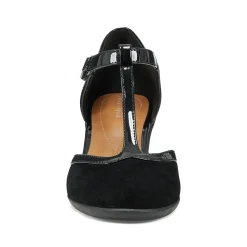 New Easy Spirit Cara T-Strap Heels BlackSuede