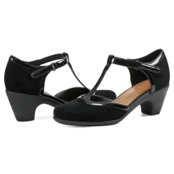 New Easy Spirit Cara T-Strap Heels BlackSuede