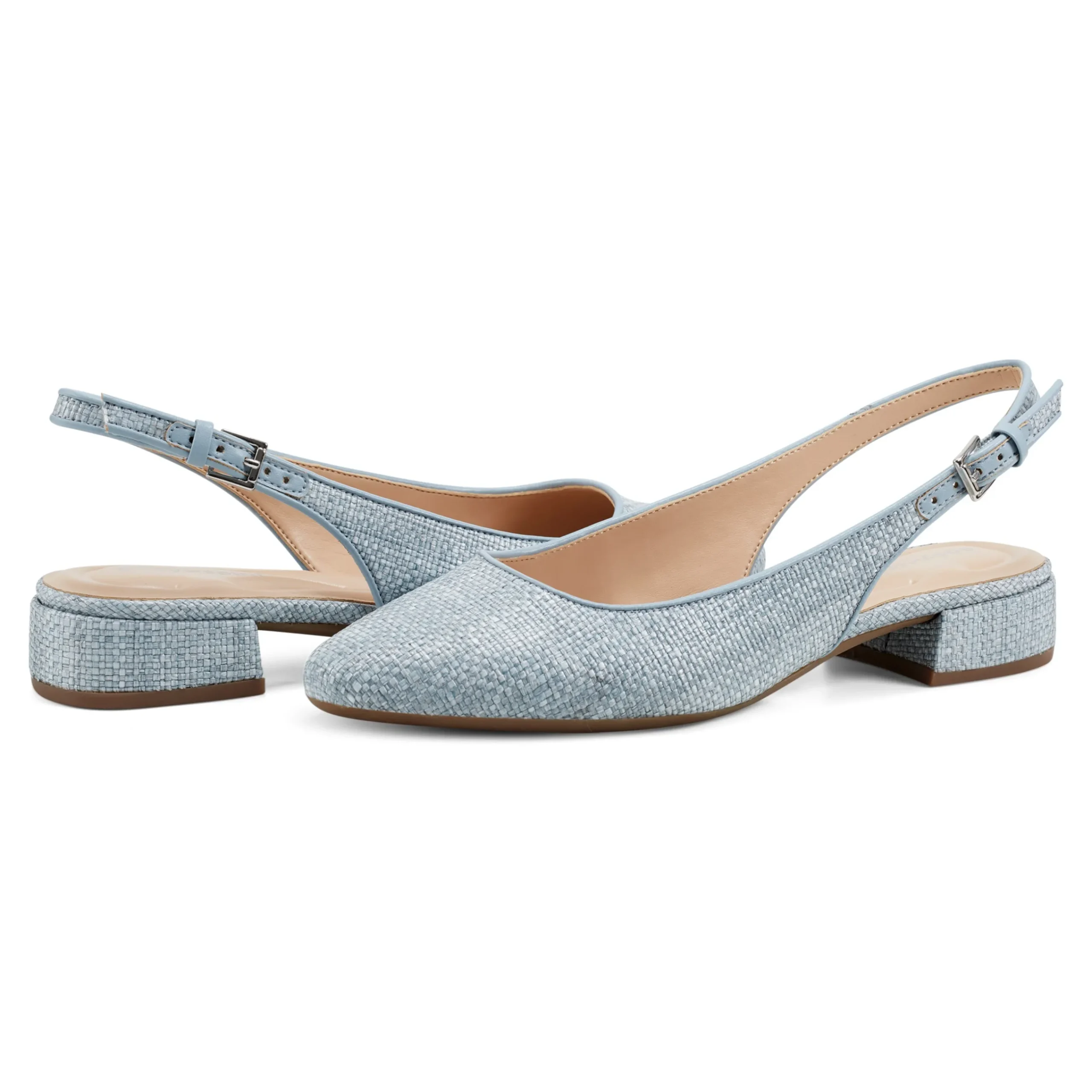 Clearance Easy Spirit Cassius Slingback Pumps LightBlueRaffia