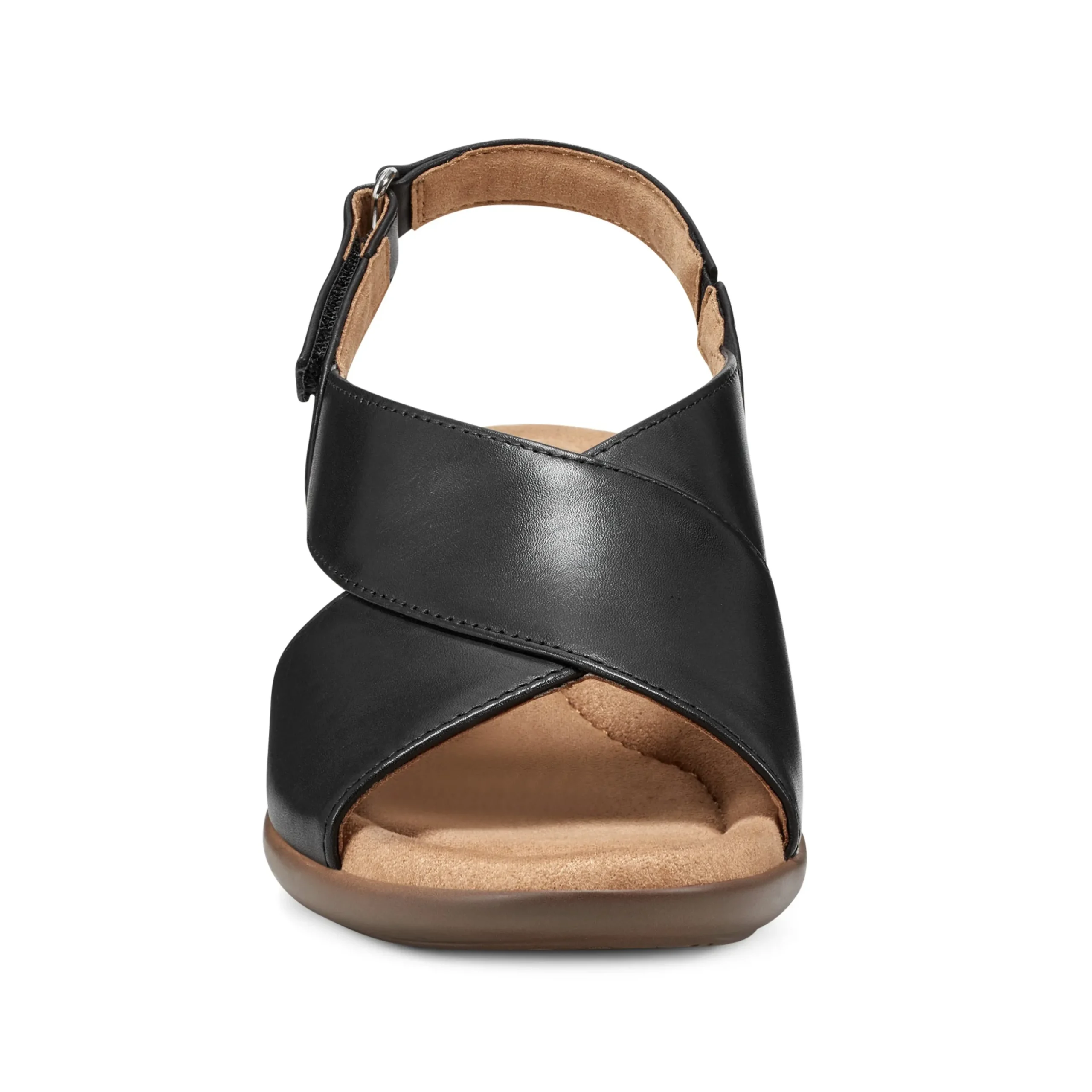 Clearance Easy Spirit Chantal Casual Heeled Sandals BlackLeather