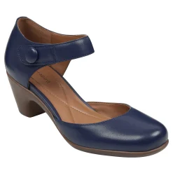 New Easy Spirit Clarice Mary Jane Heels NavyLeather