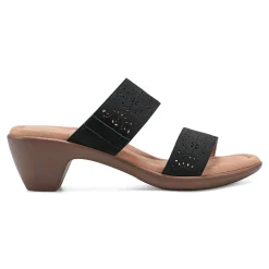 Easy Spirit Crista Casual Slide Heeled Sandals BlackLeatherNubuck