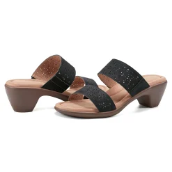 Easy Spirit Crista Casual Slide Heeled Sandals BlackLeatherNubuck