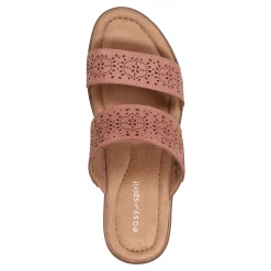 New Easy Spirit Crista Casual Slide Heeled Sandals RoseLeatherNubuck
