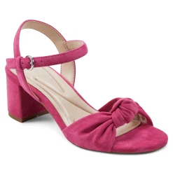 Best Easy Spirit Danica Heeled Sandals DarkPinkSuede