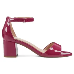 Discount Easy Spirit Daven Ankle Strap Heeled Sandals PinkPatentLeather