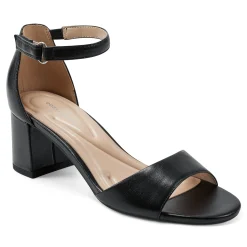 Sale Easy Spirit Daven Ankle Strap Heeled Sandals BlackLeather