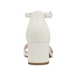 Outlet Easy Spirit Daven Ankle Strap Heeled Sandals IvorySnake
