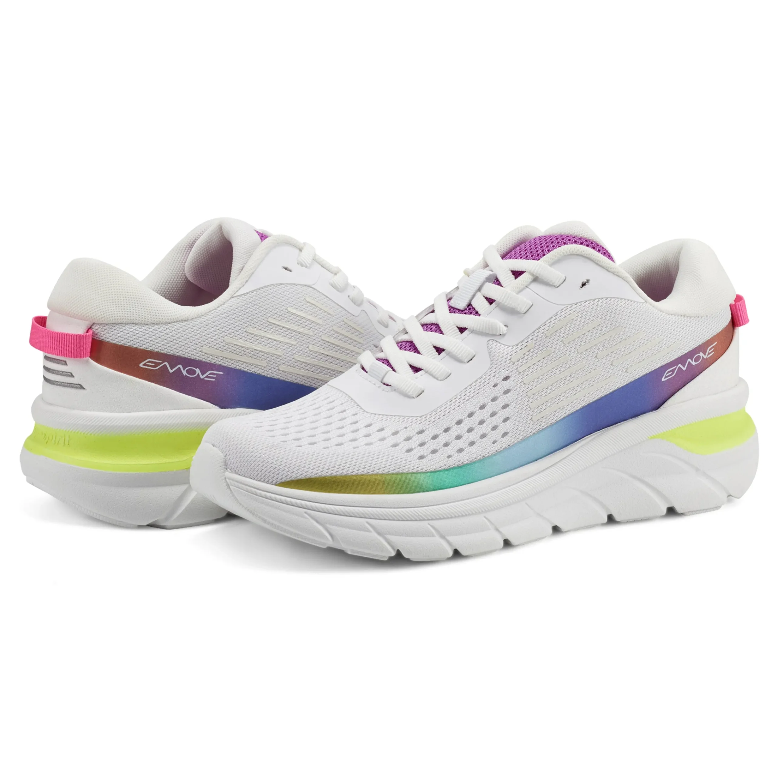 Best Easy Spirit Denise Austin Mel EMOVE Walking Shoes White/Rainbow
