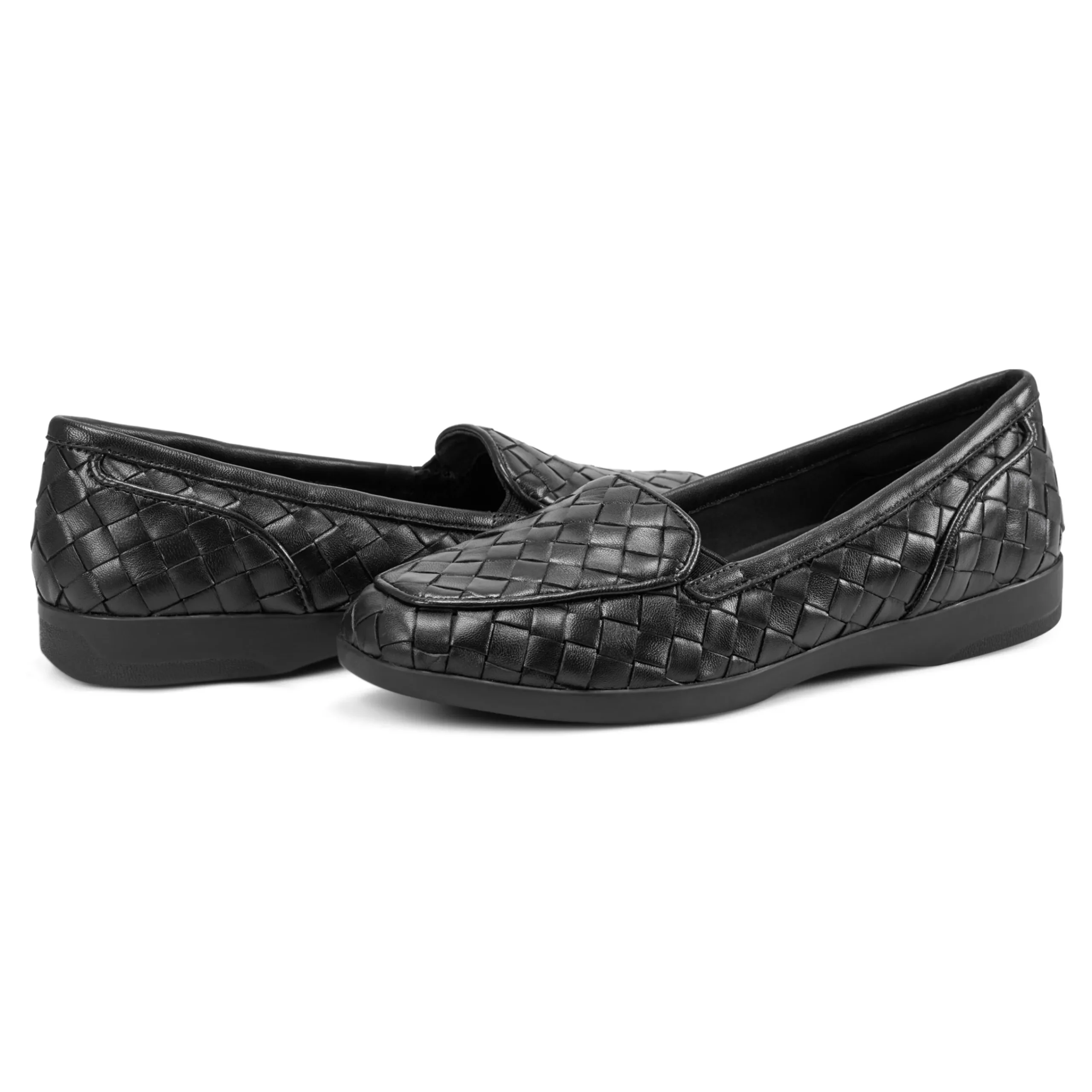 Discount Easy Spirit Devitt Casual Flats BlackLeather