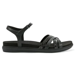 Hot Easy Spirit Dottle Flat Ankle Strap Sandals Black