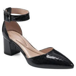 Hot Easy Spirit Emila Ankle Strap Pumps BlackCrocoPatent