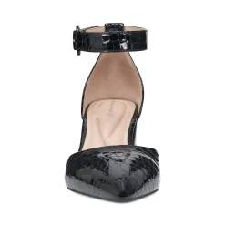 Hot Easy Spirit Emila Ankle Strap Pumps BlackCrocoPatent