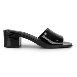 Hot Easy Spirit Fiora Block Heel Slide Sandals BlackPatent