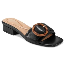 Outlet Easy Spirit Gatlin Slide Sandals BlackLeather