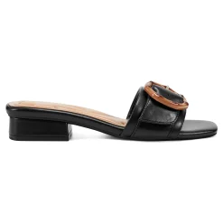 Outlet Easy Spirit Gatlin Slide Sandals BlackLeather