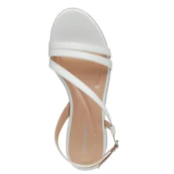 Discount Easy Spirit Glenni Block Heel Sandals WhiteLeather