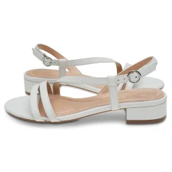 Discount Easy Spirit Glenni Block Heel Sandals WhiteLeather