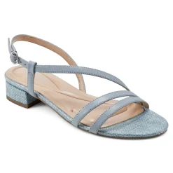 Clearance Easy Spirit Glenni Block Heel Sandals LightBlueRaffia