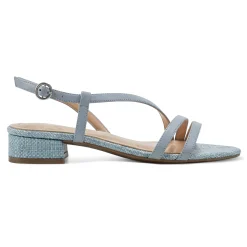 Clearance Easy Spirit Glenni Block Heel Sandals LightBlueRaffia
