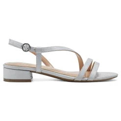 New Easy Spirit Glenni Block Heel Sandals SilverLeather