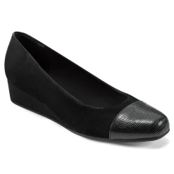 Outlet Easy Spirit Gracey Wedge Heels BlackSuede