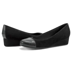 Outlet Easy Spirit Gracey Wedge Heels BlackSuede