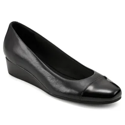 Discount Easy Spirit Gracey Wedge Heels BlackLeather/Patent
