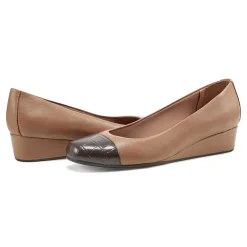 Best Easy Spirit Gracey Wedge Heels TanLeatherMulti