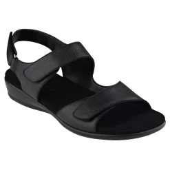 New Easy Spirit Hartwell Flat Sandals BlackLeather