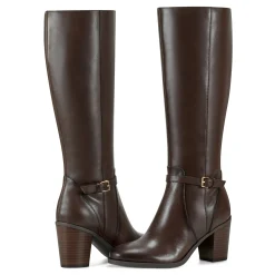 Discount Easy Spirit Imani Block Heel Boots BrownLeather