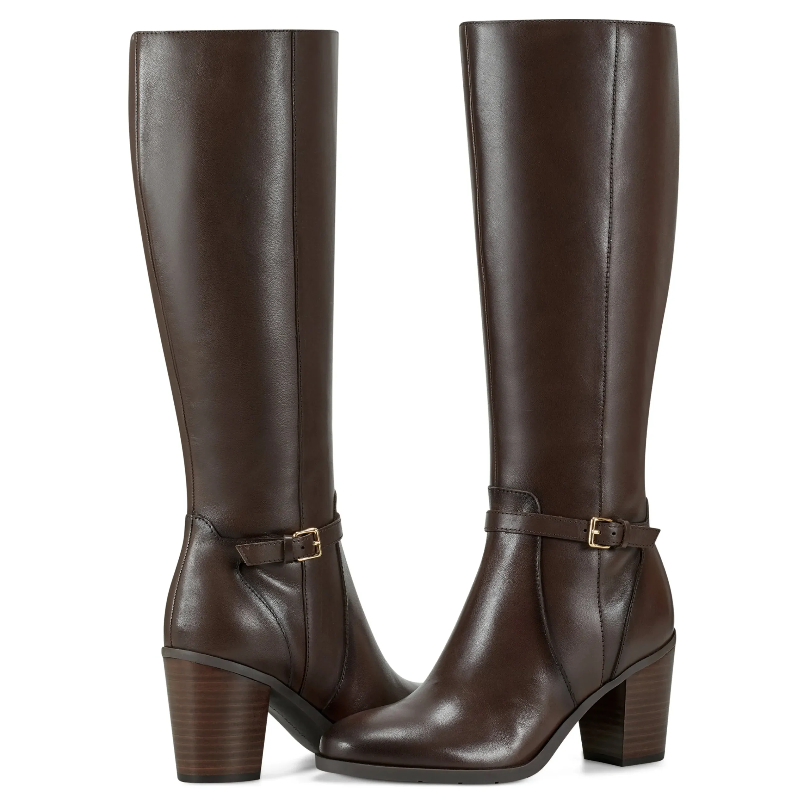 Discount Easy Spirit Imani Block Heel Boots BrownLeather
