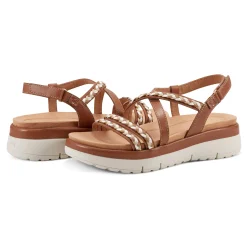 New Easy Spirit Ivani Platform Sandals BrownLeather