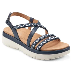 Discount Easy Spirit Ivani Platform Sandals NavyLeather