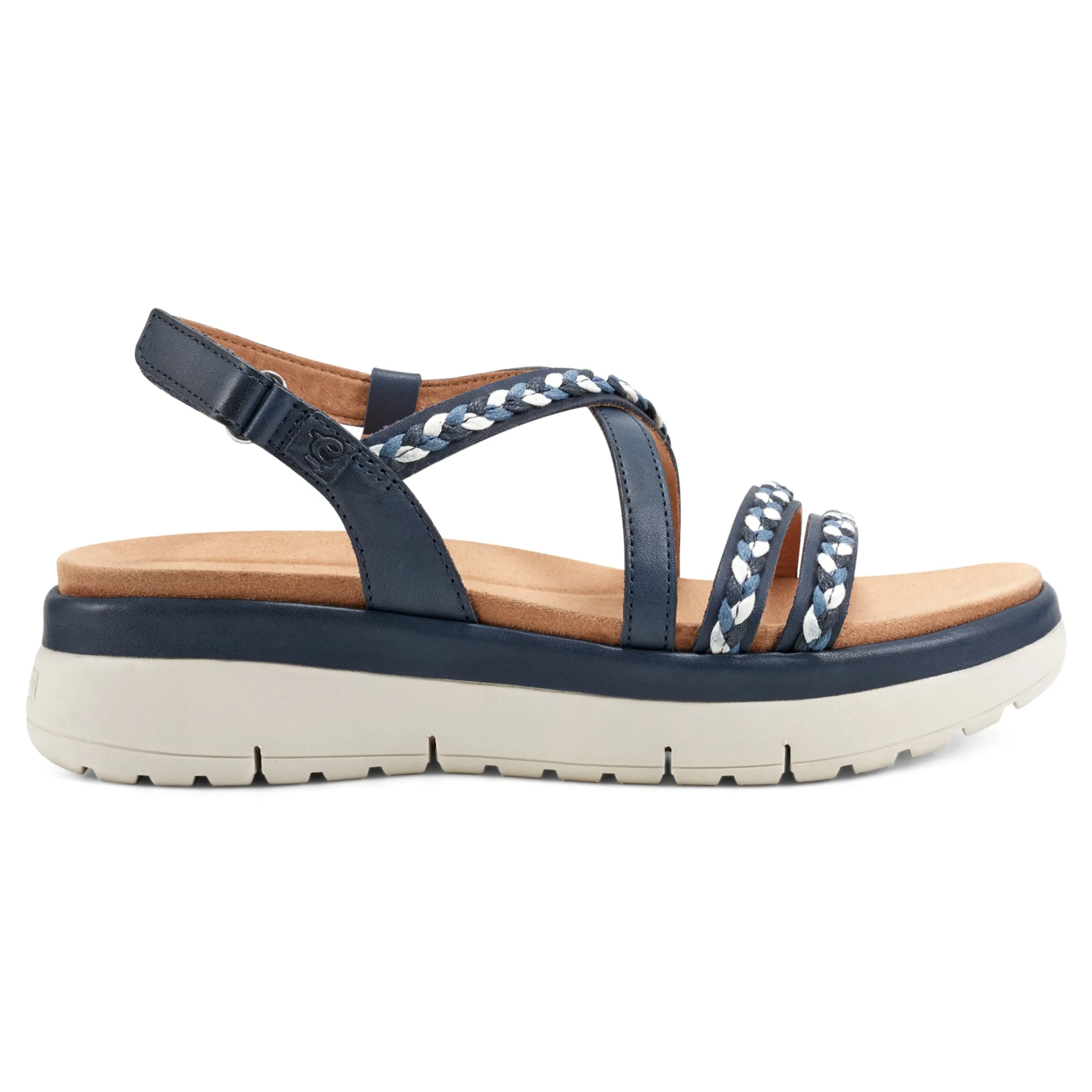 Discount Easy Spirit Ivani Platform Sandals NavyLeather