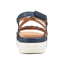 Discount Easy Spirit Ivani Platform Sandals NavyLeather